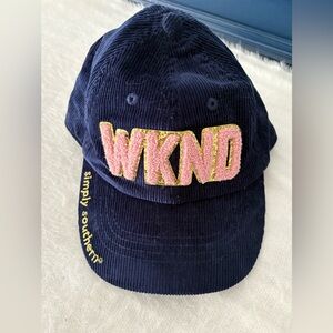 Simply Southern Navy Corduroy Cap with Pink WKND Patch